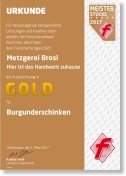 Urkunde GOLD für Burgunderschinken